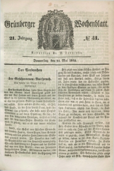 Gruenberger Wochenblatt. Jg.21, №. 41 (22 Mai 1845)