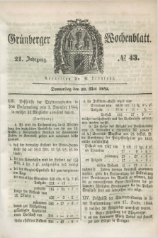 Gruenberger Wochenblatt. Jg.21, №. 43 (29 Mai 1845) + dod.