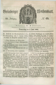Gruenberger Wochenblatt. Jg.21, №. 45 (5 Juni 1845) + dod.