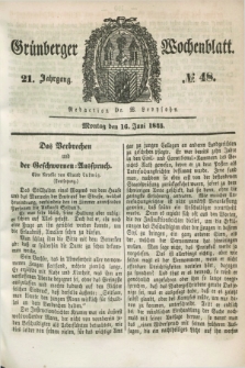 Gruenberger Wochenblatt. Jg.21, №. 48 (16 Juni 1845)