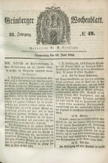 Gruenberger Wochenblatt. Jg.21, №. 49 (19 Juni 1845) + dod.