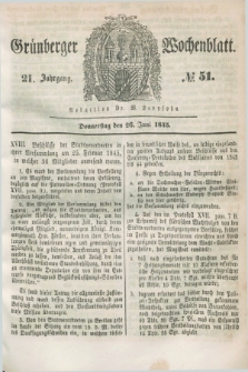 Gruenberger Wochenblatt. Jg.21, №. 51 (26 Juni 1845) + dod.