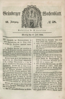 Gruenberger Wochenblatt. Jg.21, №. 58 (21 Juli 1845)