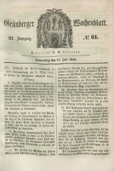 Gruenberger Wochenblatt. Jg.21, №. 61 (31 Juli 1845) + dod.