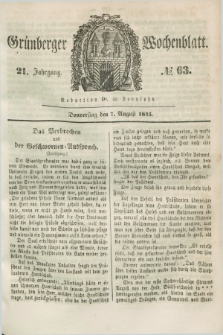 Gruenberger Wochenblatt. Jg.21, №. 63 (7 August 1845) + dod.