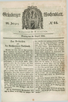 Gruenberger Wochenblatt. Jg.21, №. 64 (11 August 1845)