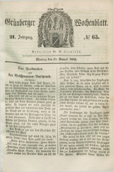 Gruenberger Wochenblatt. Jg.21, №. 65 (14 August 1845) + dod.