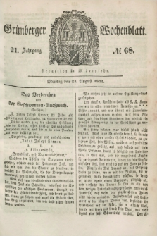 Gruenberger Wochenblatt. Jg.21, №. 68 (25 August 1845) + dod.
