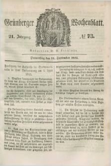 Gruenberger Wochenblatt. Jg.21, №. 73 (11 September 1845)