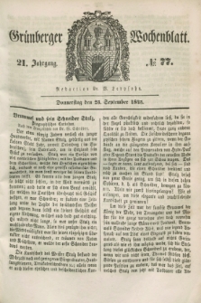 Gruenberger Wochenblatt. Jg.21, №. 77 (25 September 1845)