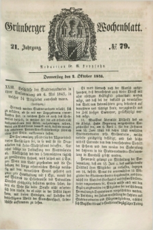 Gruenberger Wochenblatt. Jg.21, №. 79 (2 Oktober 1845) + dod.