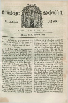 Gruenberger Wochenblatt. Jg.21, №. 80 (6 Oktober 1845) + dod.
