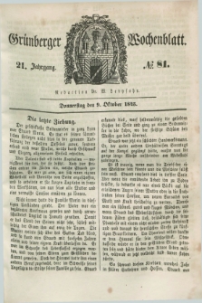 Gruenberger Wochenblatt. Jg.21, №. 81 (9 Oktober 1845) + dod.