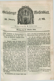 Gruenberger Wochenblatt. Jg.21, №. 82 (13 Oktober 1845) + dod.