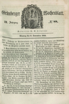 Gruenberger Wochenblatt. Jg.21, №. 88 (3 November 1845) + dod.