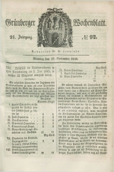 Gruenberger Wochenblatt. Jg.21, №. 92 (17 November 1845)