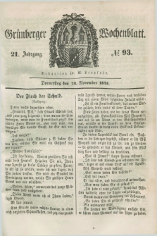 Gruenberger Wochenblatt. Jg.21, №. 93 (20 November 1845) + dod.