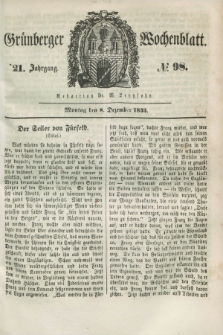 Gruenberger Wochenblatt. Jg.21, №. 98 (8 Dezember 1845) + dod.