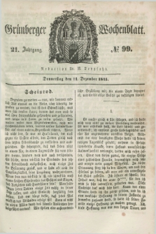 Gruenberger Wochenblatt. Jg.21, №. 99 (11 Dezember 1845)