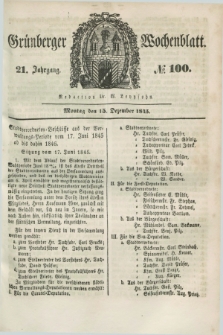 Gruenberger Wochenblatt. Jg.21, №. 100 (15 Dezember 1845)