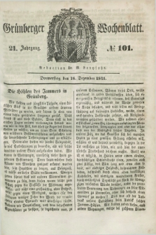 Gruenberger Wochenblatt. Jg.21, №. 101 (18 Dezember 1845) + dod.