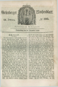 Gruenberger Wochenblatt. Jg.21, №. 103 (25 Dezember 1845)