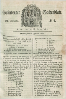 Gruenberger Wochenblatt. Jg.22, №. 4 (12 Januar 1846) + dod.