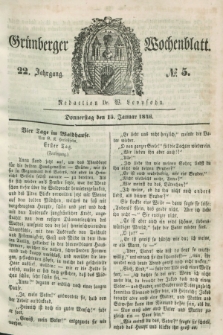 Gruenberger Wochenblatt. Jg.22, №. 5 (15 Januar 1846)