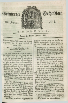 Gruenberger Wochenblatt. Jg.22, №. 7 (22 Januar 1846)