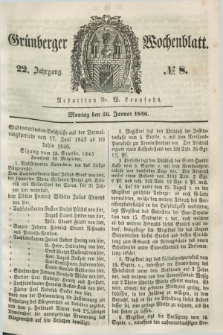 Gruenberger Wochenblatt. Jg.22, №. 8 (26 Januar 1846)