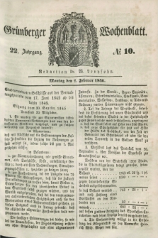 Gruenberger Wochenblatt. Jg.22, №. 10 (2 Februar 1846) + dod.