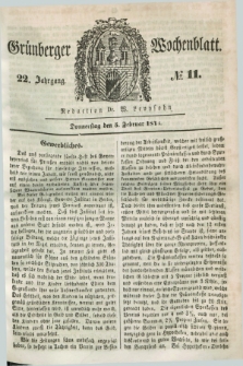 Gruenberger Wochenblatt. Jg.22, №. 11 (5 Februar 1846) + dod.