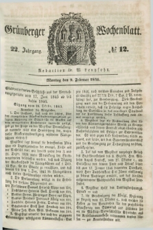 Gruenberger Wochenblatt. Jg.22, №. 12 (9 Februar 1846) + dod.