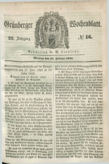 Gruenberger Wochenblatt. Jg.22, №. 16 (23 Februar 1846)