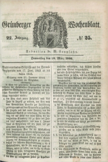 Gruenberger Wochenblatt. Jg.22, №. 25 (26 März 1846)