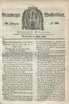 Gruenberger Wochenblatt. Jg.22, №. 26 (30 März 1846)