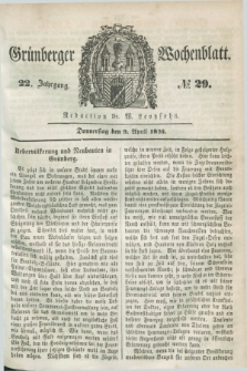 Gruenberger Wochenblatt. Jg.22, №. 29 (9 April 1846)