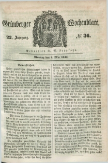 Gruenberger Wochenblatt. Jg.22, №. 36 (4 Mai 1846)