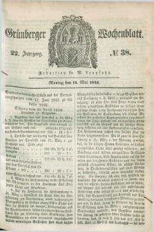 Gruenberger Wochenblatt. Jg.22, №. 38 (11 Mai 1846)