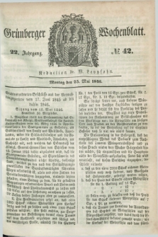 Gruenberger Wochenblatt. Jg.22, №. 42 (25 Mai 1846)