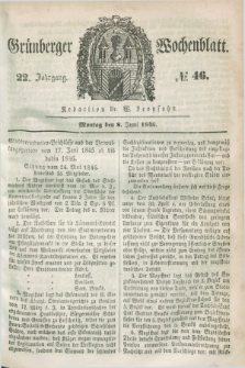 Gruenberger Wochenblatt. Jg.22, №. 46 (8 Juni 1846)