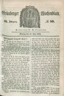 Gruenberger Wochenblatt. Jg.22, №. 50 (22 Juni 1846)