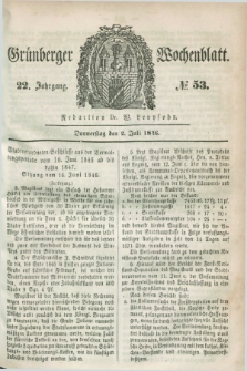 Gruenberger Wochenblatt. Jg.22, №. 53 (2 Juli 1846)