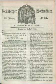 Gruenberger Wochenblatt. Jg.22, №. 56 (13 Juli 1846)