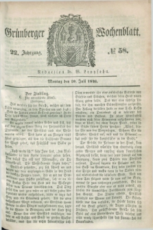 Gruenberger Wochenblatt. Jg.22, №. 58 (20 Juli 1846)