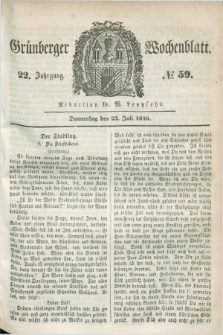 Gruenberger Wochenblatt. Jg.22, №. 59 (23 Juli 1846) + dod.