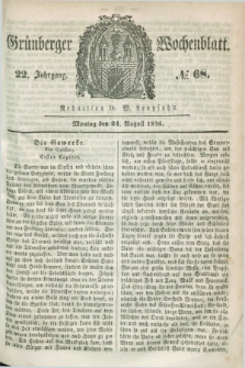 Gruenberger Wochenblatt. Jg.22, №. 68 (24 August 1846)