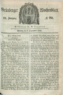 Gruenberger Wochenblatt. Jg.22, №. 72 (7 September 1846)