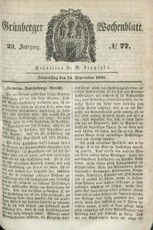 Gruenberger Wochenblatt. Jg.22, №. 77 (24 September 1846)