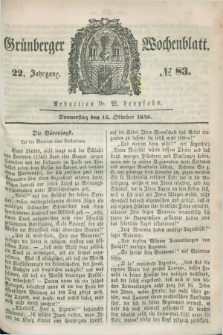 Gruenberger Wochenblatt. Jg.22, №. 83 (15 Oktober 1846)